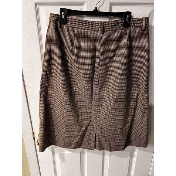 LL Bean Skirt Womens Sz 12P Houndstooth Equestrian Classic Fit Vintage Tan Brown - Picture 8 of 9